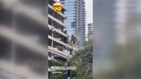 Brickell demolition on hold after slab of building falls on street; no injuries reported